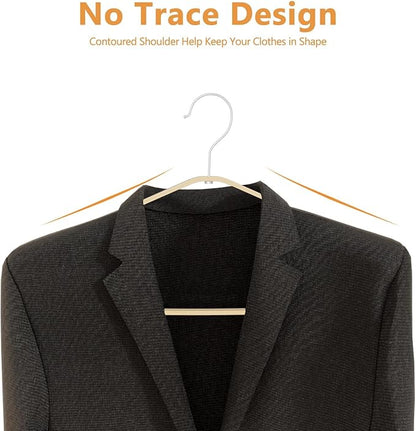 Bamboo Hangers - 50 Pack Slim Coat Hangers - 360-Degree Rotatable Hook, Suitable for Clothes, Jacket, Shirt, Tank Top, Pant (Natural, 50)
