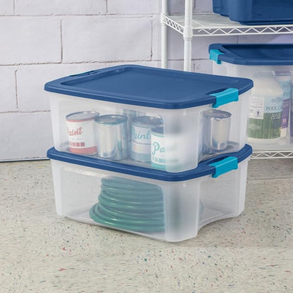 Sterilite 12-Pack Latch and Carry, Clear Plastic Storage Bins with Latching Lids and Full-Grip Handles, 12 Gallon