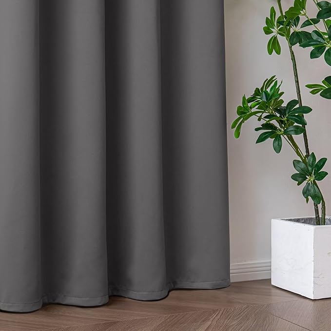 Blackout Curtains for Bedroom 1 Panel, Custom Curtains Thermal Insulated Light Grey, Rod Pocket Room Darkening Drapes for Living Room Windows Luxury Decor(Custom Size,Light Grey)