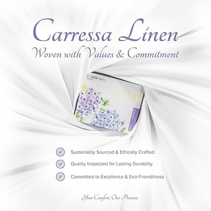 Carressa Linen Luxury Egyptian Cotton California King Stripe Sheet Set - 600 Thread Count Extra Long Staple 4 PC Set, Cal King Damask Sheets, Soft, Cooling Sheets Upto 18 in Deep Pocket - Herb Garden