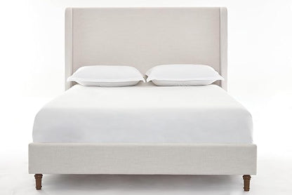California King Size Upholstered Bed Frame, Platform Bed Frames with 54" Tall Headboard Wingback, Strong Wood Slats Support/No Box Spring Needed/Elegant Simplicity/No Noise, Textured Ivory Canvas