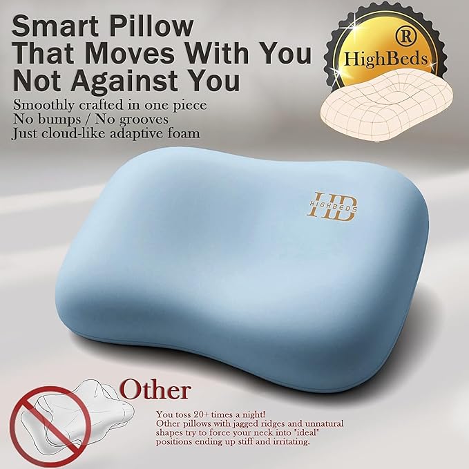 Cervical Neck Pillow for Memory Foam – Soft Ergonomic Side Sleeper Pillow for Neck Pain Relief, Ice Silk Zipperless Pillowcase, Eco-Friendly and Durable Material