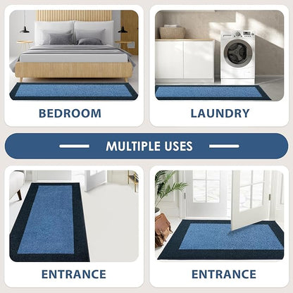 Machine Washable Runner Rug 24" x 84", Non Slip Kitchen Mat for Floor, Absorbent Entryway Rug for Kitchen, Bedroom, Hallway, Bathroom, Door (Roll Packing)