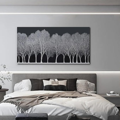 Trogonup Black and White Wall Art for Bedroom Large Forest Picture Landscape Tree Artwork for Living Room Home Office Modern Canvas Prints Ready to Hang 29"x58"