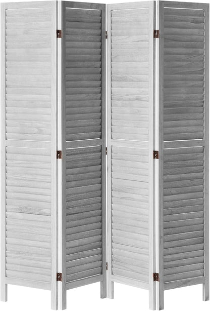 VEVOR Wood Room Divider, 4 Panel Folding Privacy Screen, 66.9 Inches Tall Indoor Wooden Partition, Portable Decoration Screen, for Room Separation, Home, Office, Restaurant & Bedroom (Light Grey)
