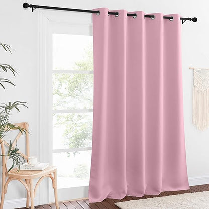 NICETOWN Blackout Curtains 84 Inch Length, Thermal Insulated Curtains for Bedroom Grommet Energy Saving Room Darkening Drapes for Living Room Window, 1 Panel, Rouge Pink, 66" W x 102" L
