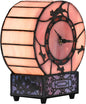 Bieye L10911 Cat and Mouse Tiffany Style Stained Glass Desk Clock Table Lamp for Home Decor (Pink)
