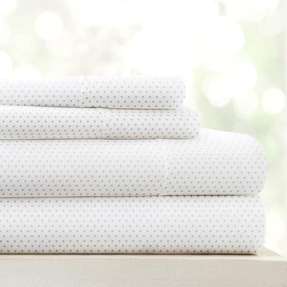 Linen Market Double-Brushed Patterned Microfiber Twin Sheet Set 3 Piece – Oeko-TEX Certified Ultra Soft & Wrinkle-Free - 16" Deep Pocket Sheets - Easy Care Twin Size - Stippled Light Gray