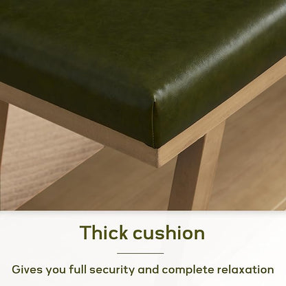 45" Entryway Bench Upholstered Storage Bench for Bedroom Shoe Rack Bench for Living Room, Hallway, Mudroom, Balcony, Sturdy Indoor Bench Seat Holds Up to 300 lbs (PU-Green)