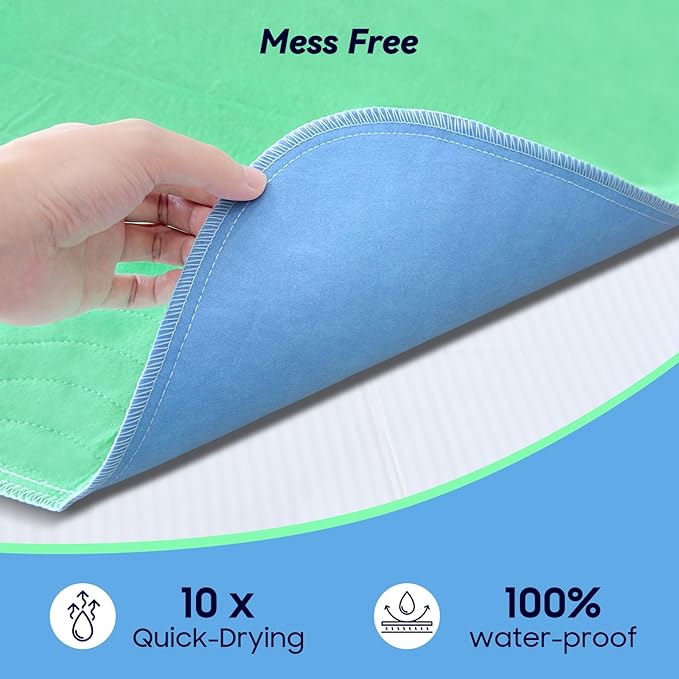 6 Pack 24” x 24” Extra Heavy Absorbency Washable Underpads, Waterproof Nursing Pads Incontinence Bed Pads, Reusable Washable Pee Pads for Dogs, Diaper Changing & Adults, Washable Puppy Pads