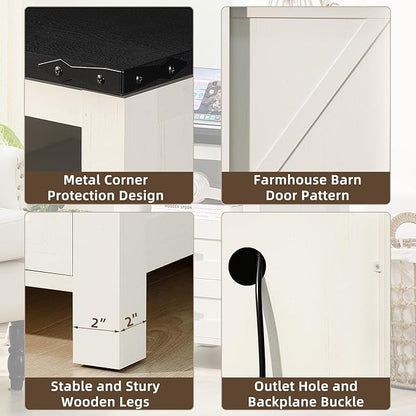 Joaxswe Night Stands with Charging Station Set of 2, Farmhouse Nightstand, White Wooden Bedside End Tables with 2 Drawers and Open Shelf, Bed Side Table for Bedroom, Living Room, Closet, Office