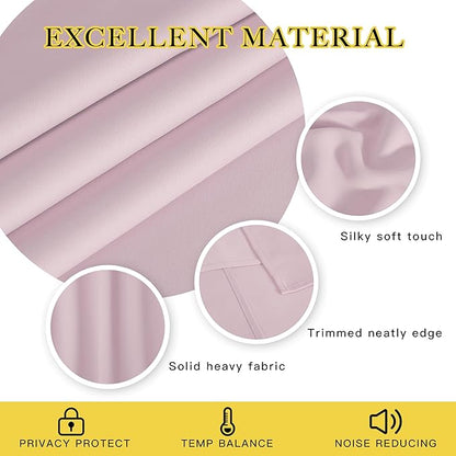 NICETOWN Blackout Patio Curtains 100 x 95 Inches Long for Sliding Door Extral Wide Blackout Curtain Panels Thermal Insulated Room Divider - Grommet Top, 100" W x 95" L, 1 Panel, Baby Pink