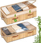 Livole Bamboo Under Bed Storage with Wheels, 6-10 inches Height Adjustable Underbed Storage Containers, 92L XXXL Large Rolling Under Bed Storage Bins for Clothes, Blankets, Sweater, Shoes, 1 Pack