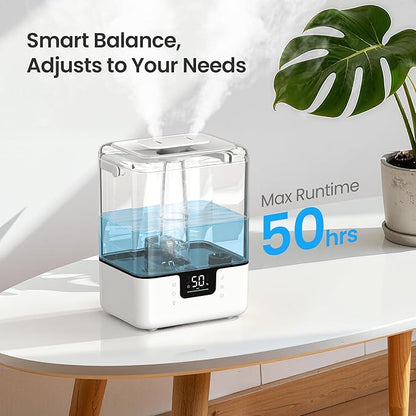 Smart Humidifiers for Bedroom Home, 6L Cool Mist Top Fill Humidifier Large Room with Essential Oil Diffuser, Touch/APP/Voice Control, NightLight Humidifiers for Nursery & Plants (White, 1Pack)