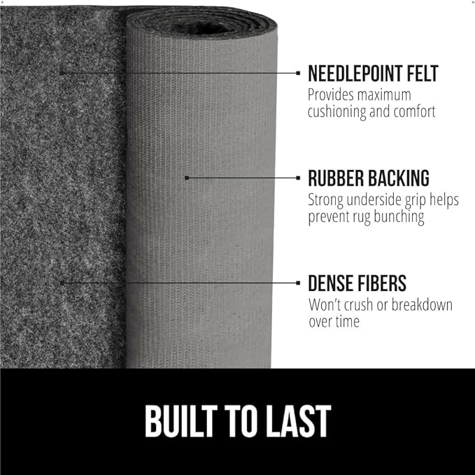 GORILLA GRIP Felt and Natural Rubber Stay in Place Slip Resistant Rug Pad, 1/4in Thick, 4x6 FT Protective Padding Under Area Rugs, Cushioned Gripper Pads, Carpet Runners, Hardwood Floors Protection