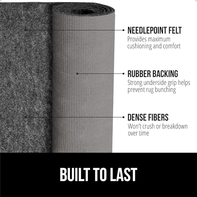 GORILLA GRIP Felt and Natural Rubber Stay in Place Slip Resistant Rug Pad, 1/4in Thick, 5x7 FT Protective Padding Under Area Rugs, Cushioned Gripper Pads, Carpet Runners, Hardwood Floors Protection