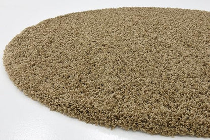 Unique Loom Solid Shag Collection Area Rug (6' 1" Round, Sandy Brown)