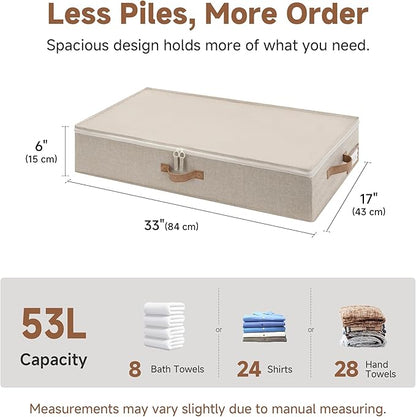 StorageWorks Underbed Storage with Lid, 2-Pack Under Bed Storage Containers for Clothes, Bedding, and Sweaters, Taupe