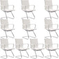 Wahson Office Guest Chairs Set of 10, Leather Reception Chairs, Mid Back Waiting Room Chair, Conference Chairs with Sled Base, Desk Chair No Wheels for Meeting/Lobby/Restroom, White