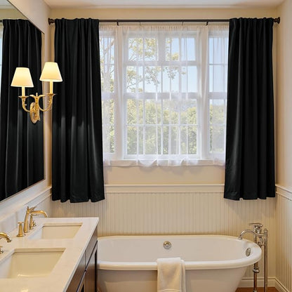 Lazzzy Velvet Blackout Curtains Thermal Insulated Room Window Drapes Super Soft Luxury Curtains for Living Room Bedroom Rod Pocket 2 Panels, Black, 42" W x 72" L