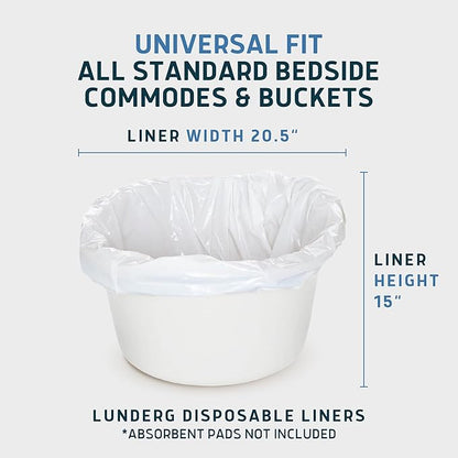Lunderg Commode Liners - Value Pack 100 Count Universal Fit - Medical Grade Bedside Liners Disposable for Adult Commode Chair, Portable or Camping Toilet Bags