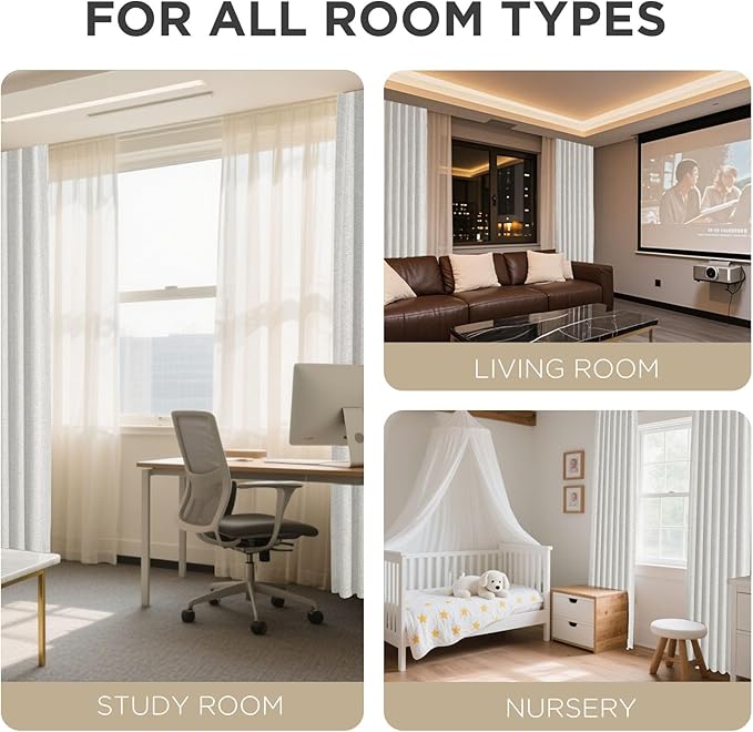 Joydeco Blackout Curtains for Bedroom - 72 Inch Long 100% Light Blocking 2 Panels Set White Drapes, Thermal Insulated Room Darkening Curtains, Linen Textured for Living Room, Rod Pocket & Back Tabs