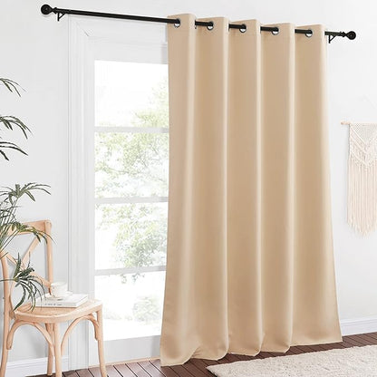 NICETOWN Blackout Sliding Glass Door Curtain 110 inch Length, Grommet Thermal Curtain Room Darkening Window Treatment for Bedroom/Living Room, Biscotti Beige, W66 x L110, 1 Panel