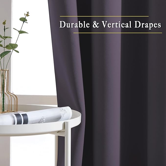 NICETOWN Greyish Purple Blackout Curtains 84 inch Length 2 Panels, Grommet Thermal Insulated Window Treatments Light & Sound Reducing Drapes for Living Room/Bedroom, W46 x L84