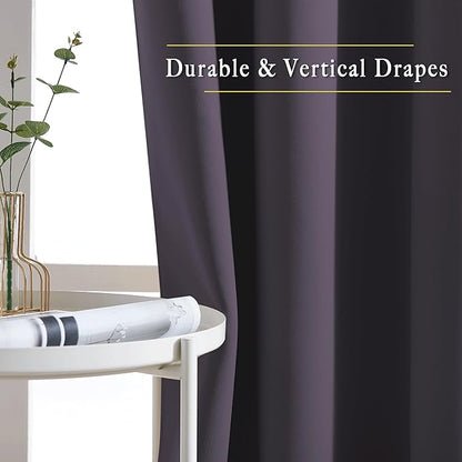 NICETOWN Greyish Purple Blackout Curtains 84 inch Length 2 Panels, Grommet Thermal Insulated Window Treatments Light & Sound Reducing Drapes for Living Room/Bedroom, W46 x L84