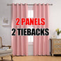 MIUCO Room Darkening Soild Grommet Blackout Curtains Panels for Nursery Window Curtains Set of 2 52x95 Inch Pink, Bonus 2 Tie Backs Included