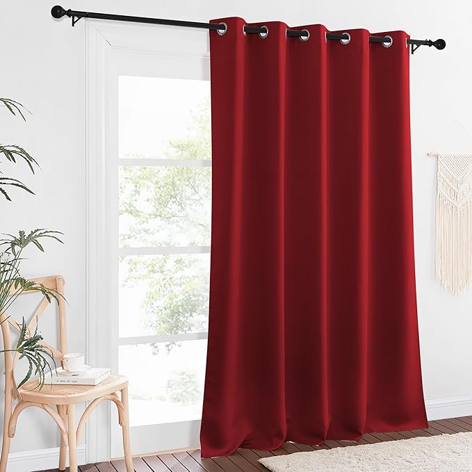NICETOWN Blackout Curtain Drape for Bedroom - Light Reducing Thermal Insulated Solid Grommet Room Darkening Window Curtain 90 inches Long for Living Room (Burgundy Red, 1 Piece, W66 x L90)