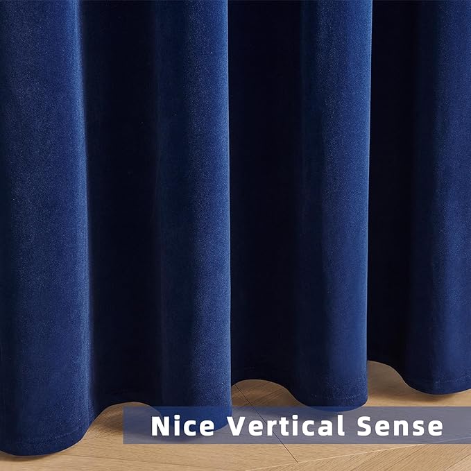 Joydeco Royal Blue Velvet Curtains 96 Inches Long, Luxury Grommet Blackout Curtain 2 Panels, Thermal Insulated Privacy Room Darkening Window Drapes for Bedroom Living Room Home Theatre (52Wx96L)