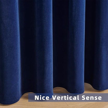 Joydeco Royal Blue Velvet Curtains 63 Inches Long, Luxury Grommet Blackout Curtain 2 Panels, Thermal Insulated Privacy Room Darkening Window Drapes for Bedroom Living Room Home Theatre (52Wx63L)