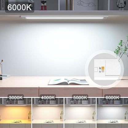 WOBANE 16.5 inch Under Cabinet Lighting,5 Color Settings,Under Counter Lights for Kitchen,Hand Wave Activated,Touchless for Cabinet,Shelf,Under Desk,Color Tunable 2700K to 6000K,Dimmable,White,1000LM