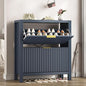 Shoe Cabinet Storage for Entryway, Fluted Shoe Cabinet with 2 Flip Drawers, Hidden Shoe Rack Tall Freestanding Shoe Organizer with Legs for Hallway, Blue