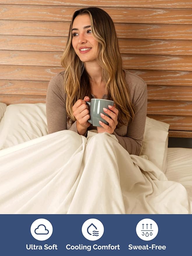 Extra Deep King Sheet Set - 6 Piece Breathable & Cooling Sheets - Hotel Luxury Bed Sheets Set - Easy & Secure Fit - Soft, Wrinkle Free & Comfy Sheets Set - Off White Sheet Set with Extra Deep Pockets