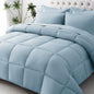 JOLLYVOGUE Full Comforter Set, Ultra-Soft Bed in a Bag Full Size 7 Pieces, Oeko-TEX Certified Bedding Set with Down Alternative Comforter, Sheets, Pillowcases & Shams, Lake Blue