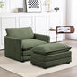 ROWHY Single Armchair with Ottoman, Modern Corduroy Cloud Couch with Convertible Chaise, Upholstered Sofa Set for Living Room, Green