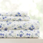 Linen Market Double-Brushed Patterned Microfiber California King Sheet Set 4 Piece – OEKO-TEX Certified Ultra Soft & Wrinkle-Free - 16" Deep Pocket Sheets Easy Care Cal-King Size - Blossoms Light Blue