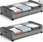 Under Bed Storage with Wheels, 6.7'' Tall Underbed Storage Containers with Lids - Rolling Bins for Shoes Clothes Blankets (Grey, 2-Pack XXL)