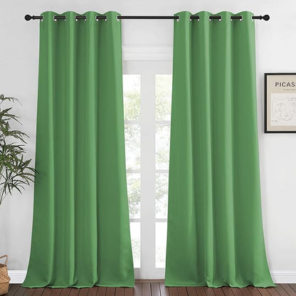 NICETOWN Blackout Curtains 120 inch Length for Sliding Glass Door, Grommet Thermal Insulated Room Darkening Sound Reducing Drapes for Room Divider, 1 Panel, W52 x L120, Froest Green