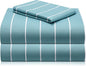 LuxClub 3 PC Twin Sheet Set, Deep Pockets Wrinkle Free Cooling Bed Sheets Hotel Bedding for Women, Men, Kids & Teens, Includes 1 Fitted Sheet, 1 Flat Sheet and 1 Pillowcase-Striped - Light Blue