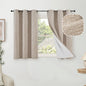 40 Inch Length Linen Blackout Curtains for Short Cafe Window, Thermal Insulated Light Blocking Soundproof Privacy Burlap Curtains 2 Panels, Each 38 Inch Wide Beige