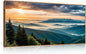 LHIUEM Large Nature Mountain Sunrise Framed Canvas Wall Art, Modern Misty Tree Wall Decor, Boho Forest Green Landscape Artwork, 20"x40"x1