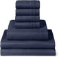 Mellanni Split King Sheet Set - 7-Piece Iconic Collection Bedding, (Including 4 Pillowcases), 16-Inch Deep Pocket, Easy Care, Extra Soft, Cooling Sheets, Brushed Microfiber - Navy Blue