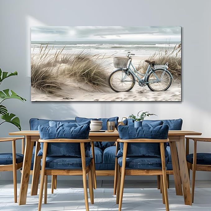 ERQINHUA Modern Canvas Print Wall Art Vintage Home Decorlawn Painting With Marine Beach Landscape Painting Office Living Room Bedroom Restaurant Wall Decor Home Decorcan Be Hung Directly 24x48 In