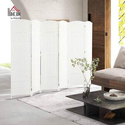 HOMCOM Room Divider, 6 Panel Folding Privacy Screen, 5.6' Tall Freestanding Wall Partition for Home Office, Bedroom, White