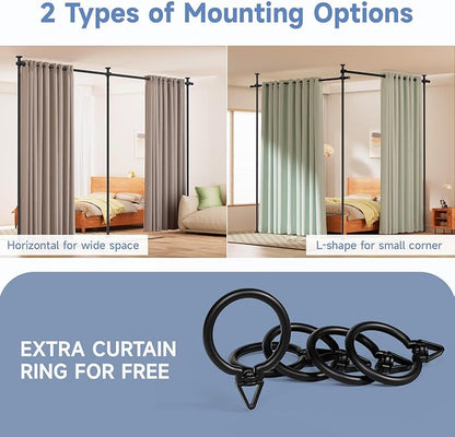 Room Divider Folding Privacy Screens with Wheels, 6FT Tall Divider for Room Separation, Movable Room Partitons and Dividers, Indoor Room Dividers Panel with Fabric (Black, 1 Panel-114‘’)