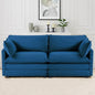 78'' Sectional Modular 2 Seat Cloud Loveseat, Oversized Love Seat 2 Seat Sofa with 2 Throw Pillows, Upholstered Corduroy Sofa Comfy Deep Couches for Living Room and Office, Blue
