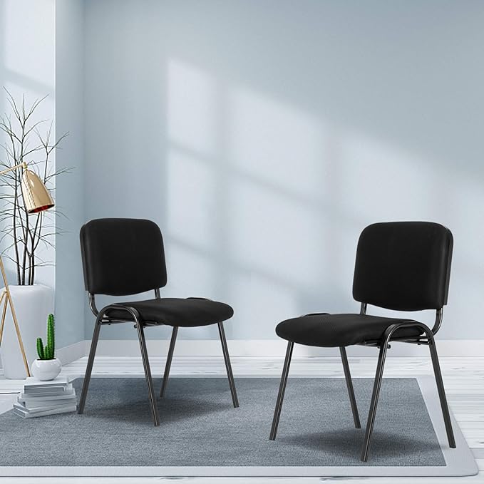 VINGLI Waiting Room Chairs - 5-Pack Black Mesh Church & Conference Room Chairs, Armless Stackable Office Guest & Reception Chairs for Meeting Room & Office Lobby